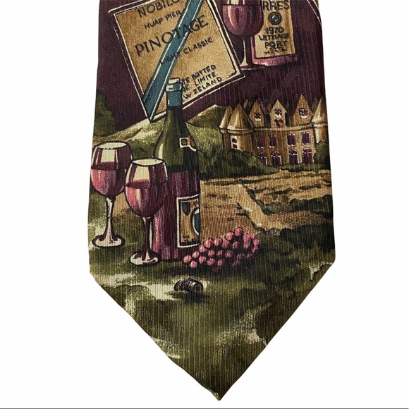 Sedgewick Harry Rosen Silk Wine Lovers Brown Novelty Tie Necktie OS - Picture 7 of 9